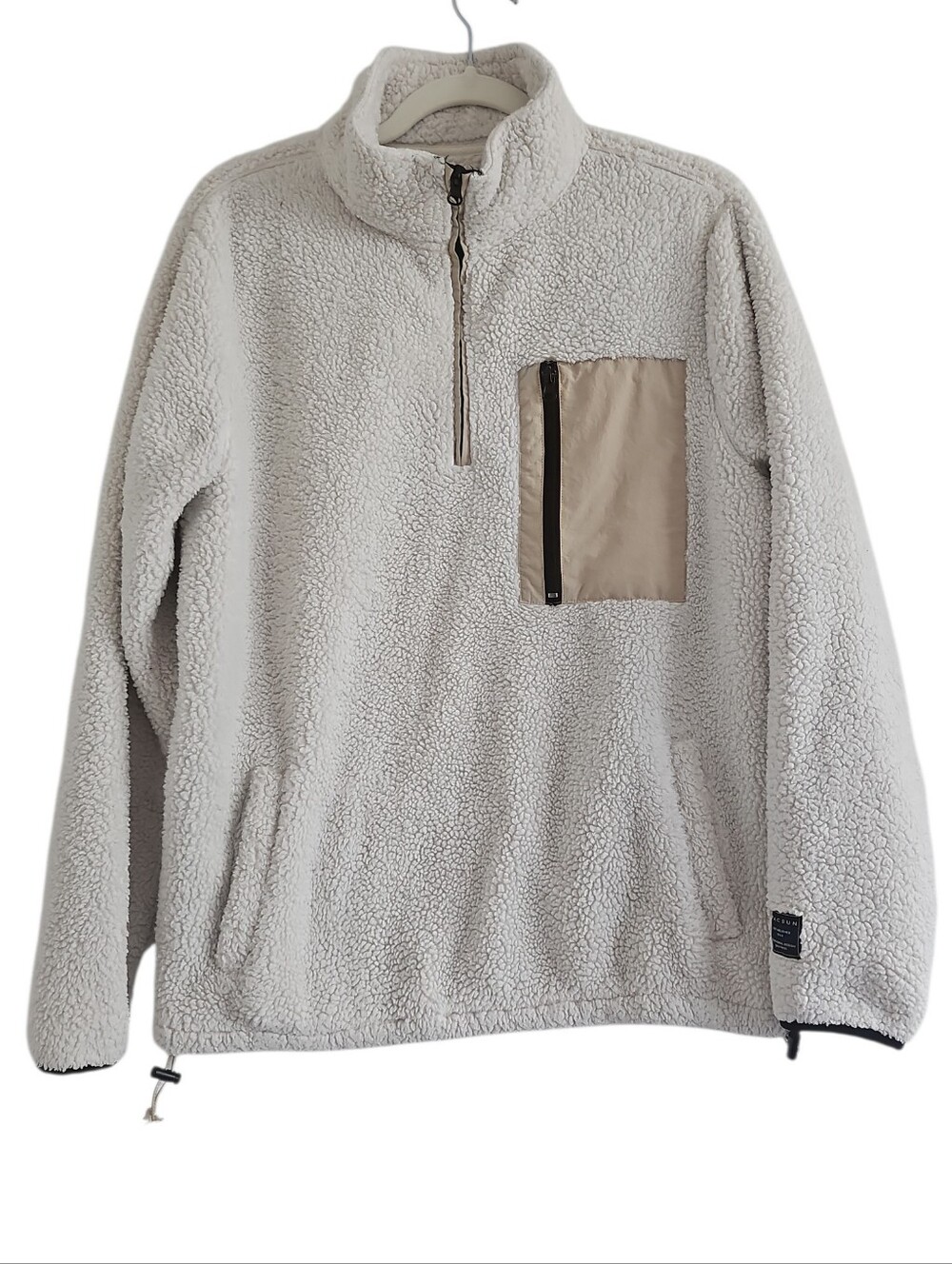 Pacsun Cream Teddy Fleece Quarter Zip Pullover Sweater Small